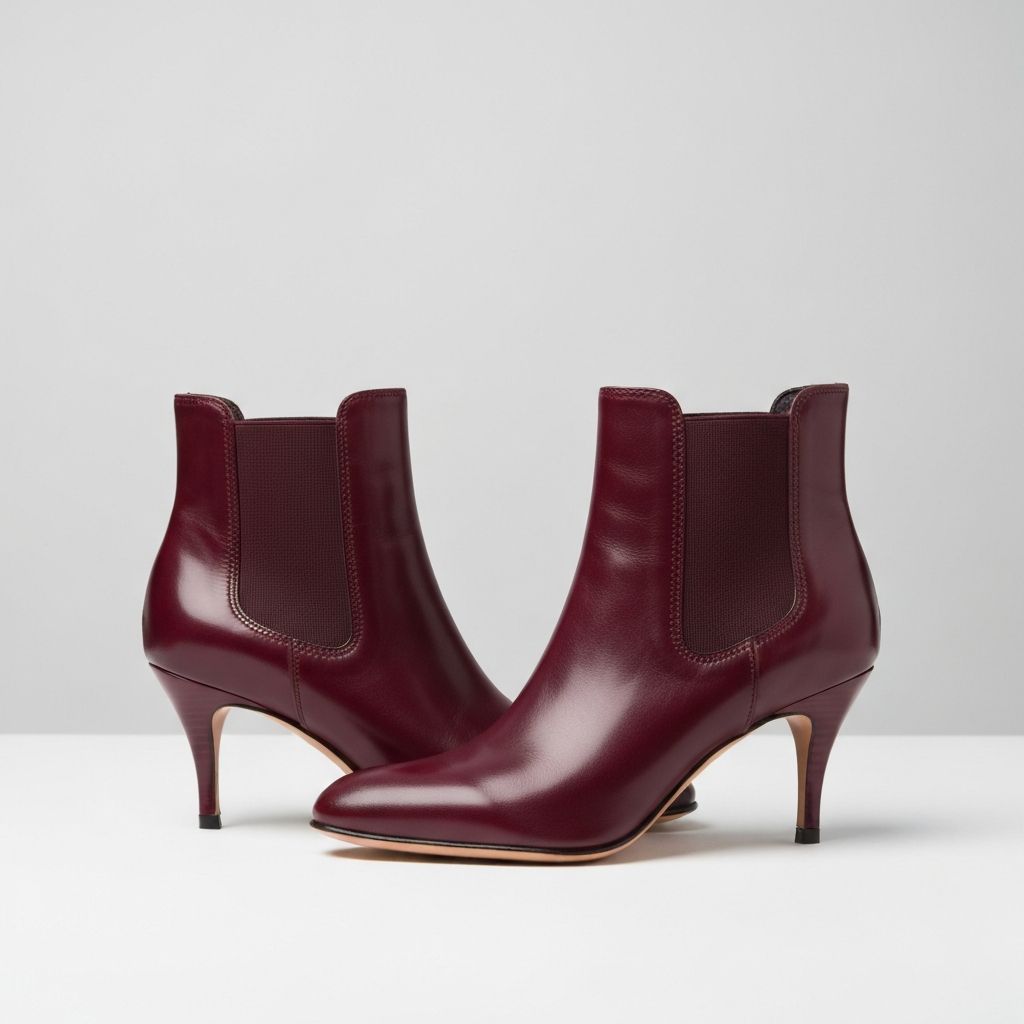 버건디 앵클 부츠