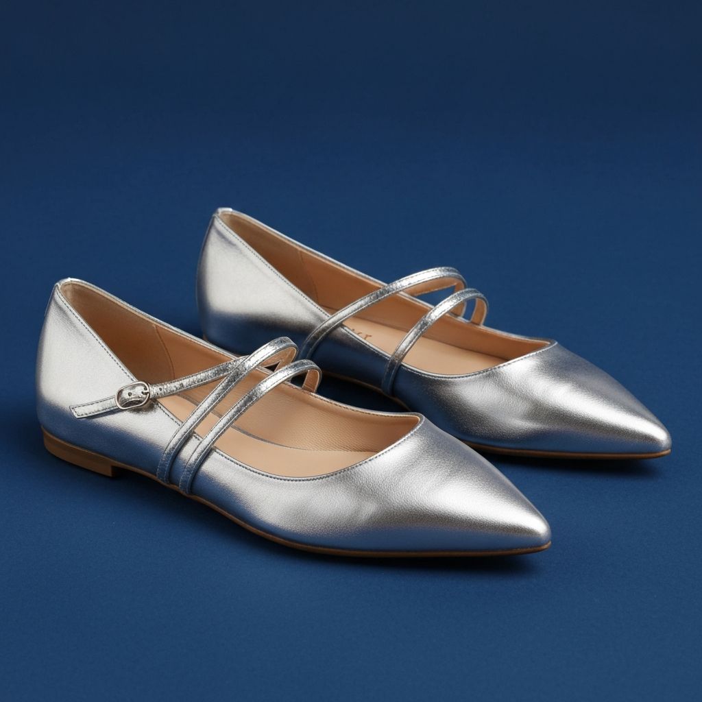 실버 메탈릭 플랫